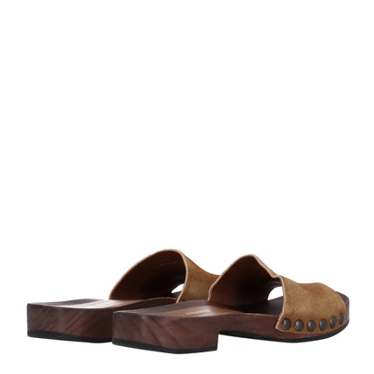 Miu Miu Suede Logo Slide Clogs 36 Cannella 5 of 10