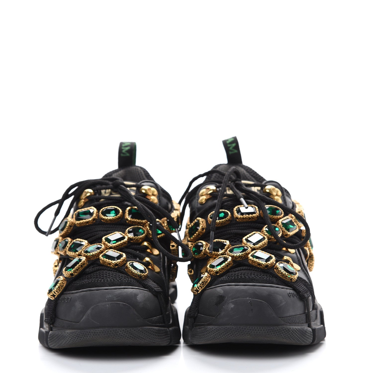 Gucci X SEGA Mesh Suede Calfskin Removable Crystals Womens Flashtrek Sneakers 39 Black Silver 2 of 12