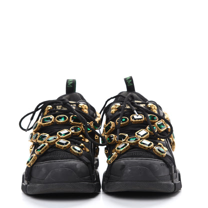 Gucci X SEGA Mesh Suede Calfskin Removable Crystals Womens Flashtrek Sneakers 39 Black Silver 2 of 12