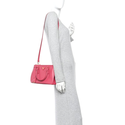 Prada Saffiano Mini Galleria Double Zip Tote Peonia 2 of 12