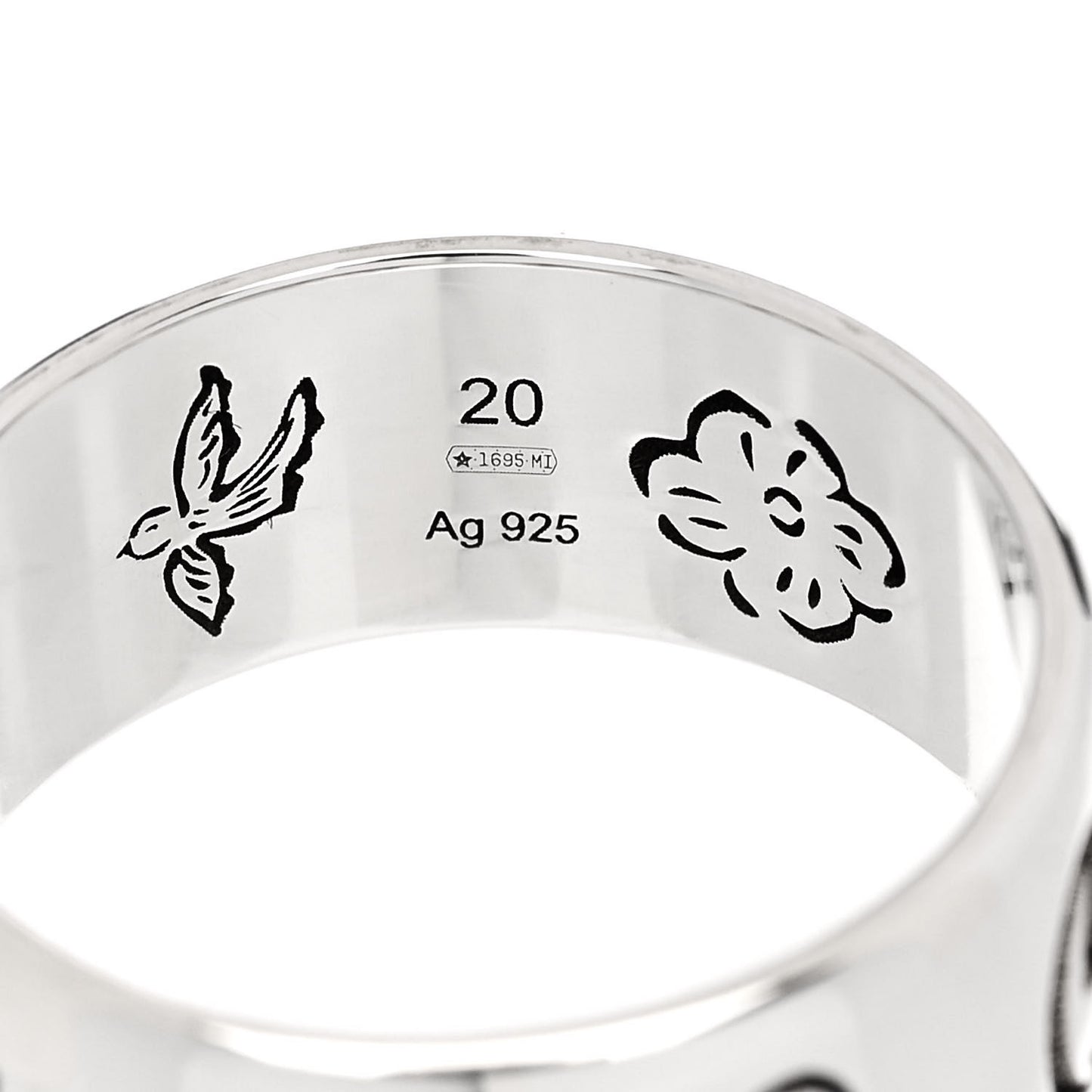 Sterling Silver Wide Blind for Love Band Ring 60 9