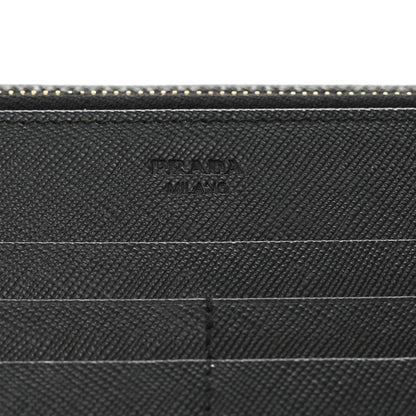 Prada Saffiano Metal Double Snap Travel Wallet Black 6 of 7
