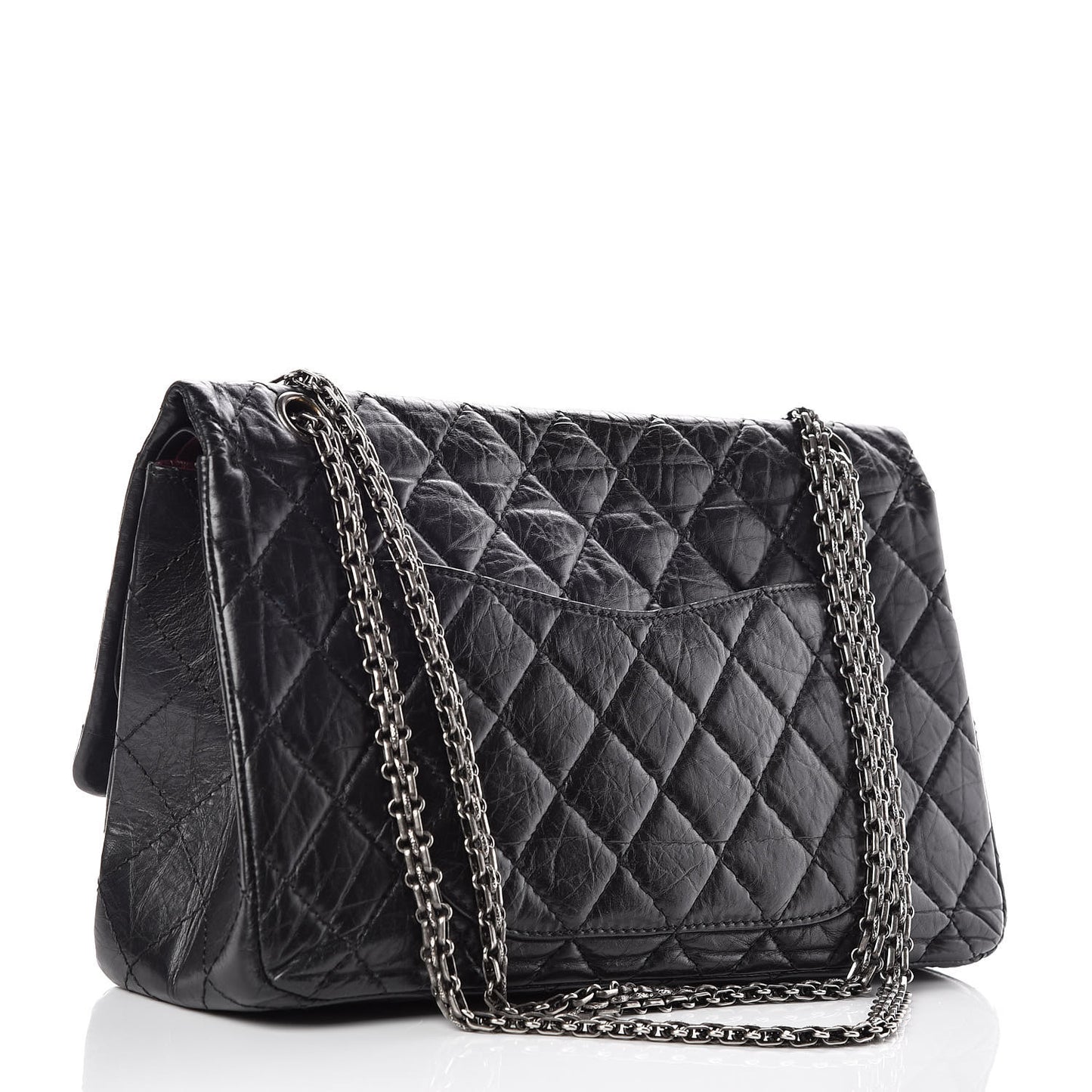 Aged Calfskin Quilted 2.55 Reissue 227 Flap Black