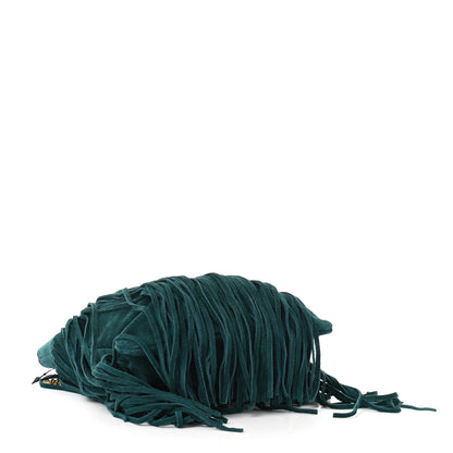 Saint Laurent Suede Calfskin Small Grace Fringed Hobo Bag Rope Sea Turquoise 4 of 9