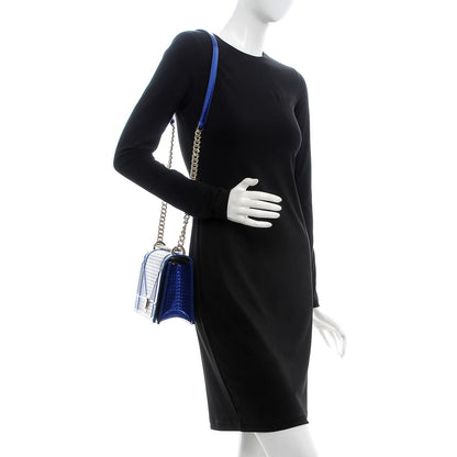 Christian Dior Metallic Patent Micro-Cannage Medium Diorama Flap Bag Blue 2 of 6