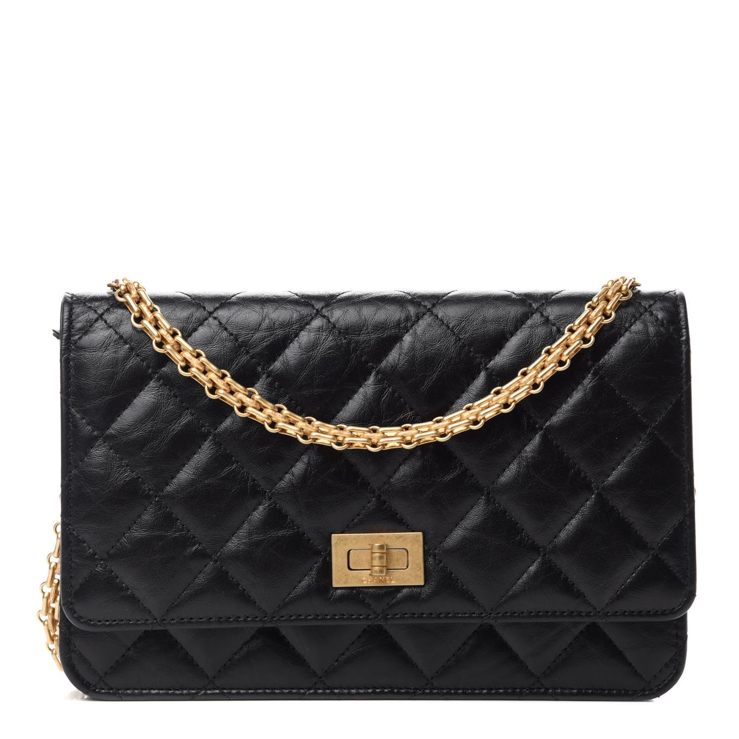Aged Calfskin Quilted Reissue Wallet On Chain WOC Black