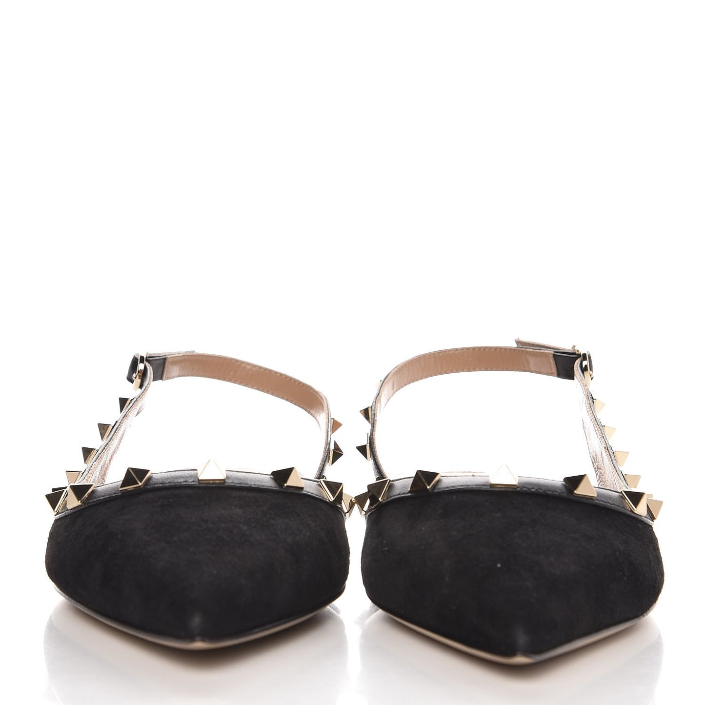 Suede Rockstud Slingback Flats 41 Black