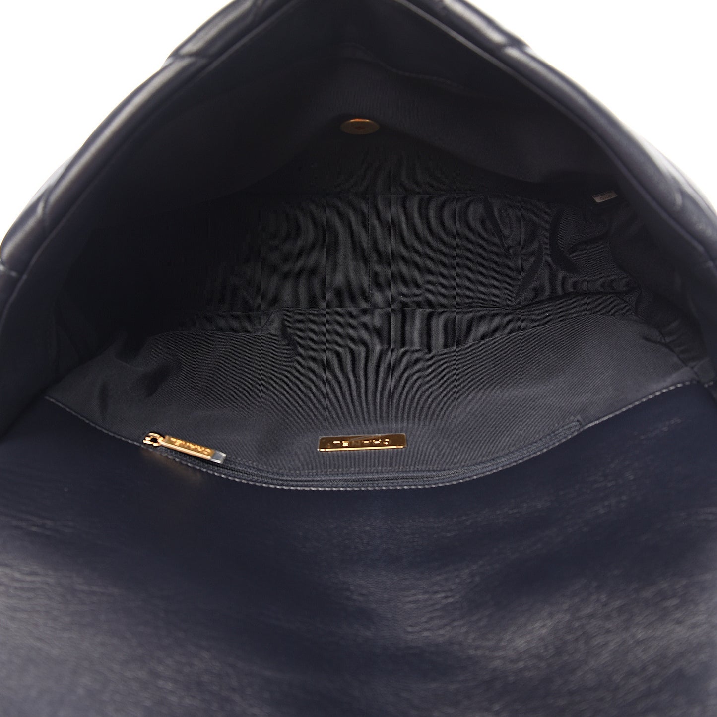 Shiny Goatskin Quilted Maxi 19 Flap Navy Blue