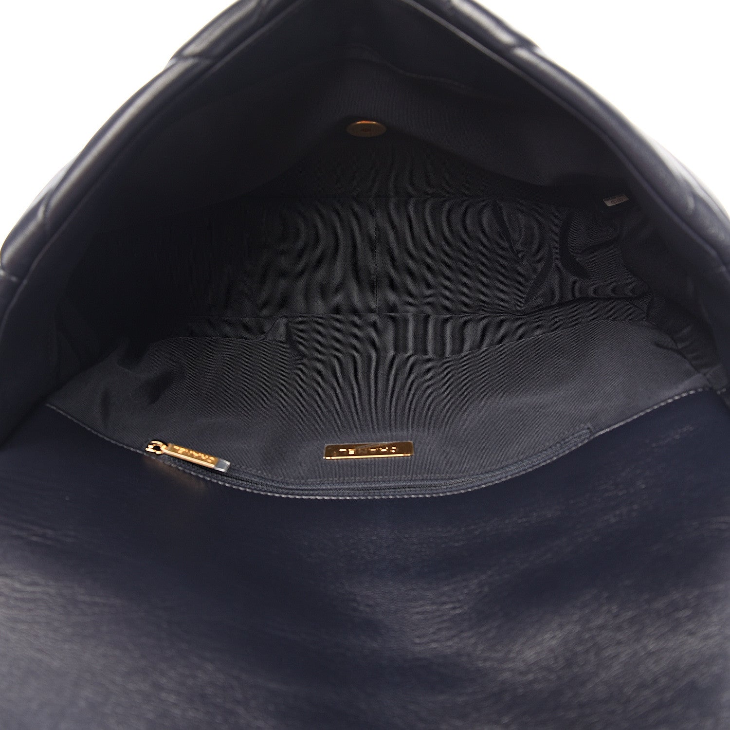 Chanel Shiny Goatskin Quilted Maxi 19 Flap Navy Blue 4 of 11