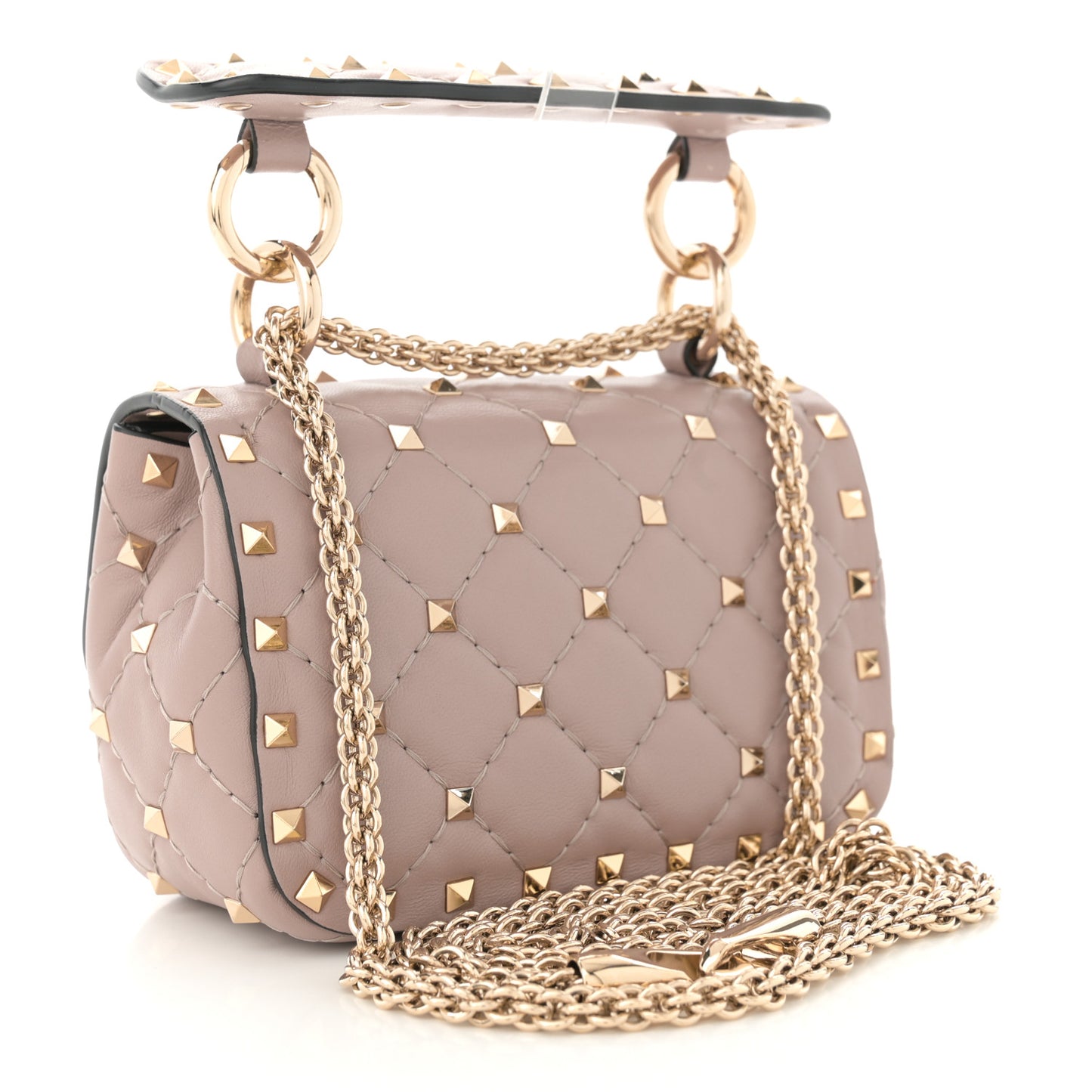 Nappa Micro Rockstud Spike Shoulder Bag Poudre