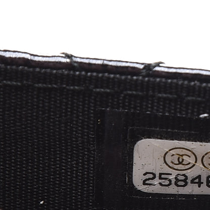 Chanel Distressed Patent Quilted Flap Card Holder Black 9 of 10
