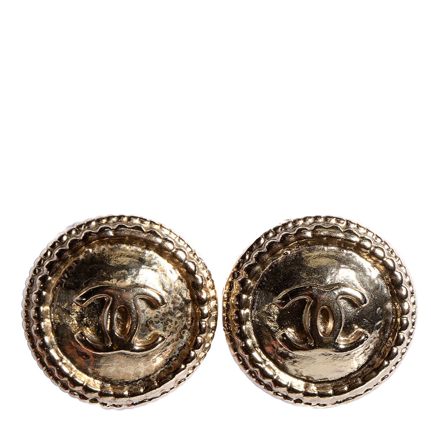 CC Button Earrings Gold