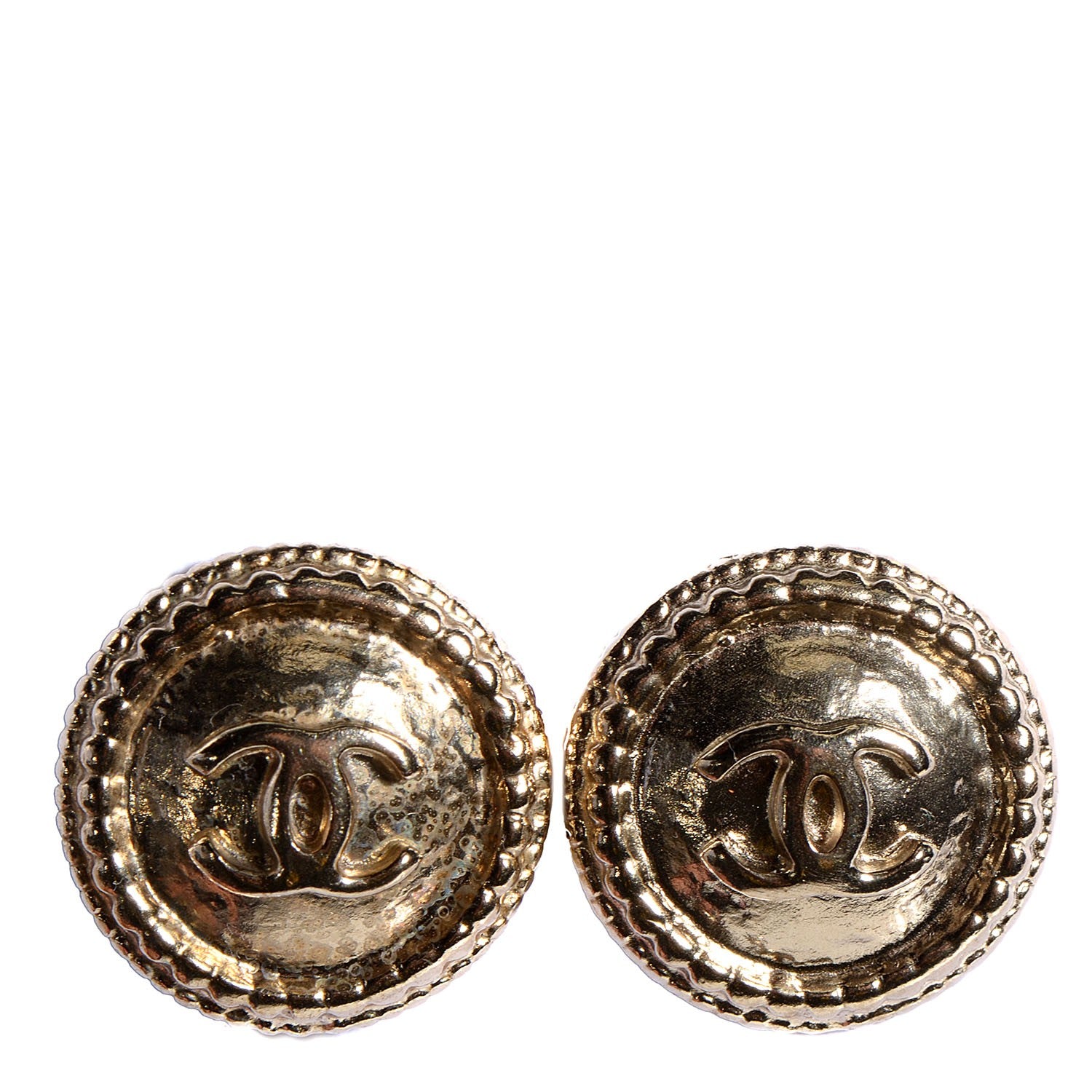 Chanel CC Button Earrings Gold 1 of 5