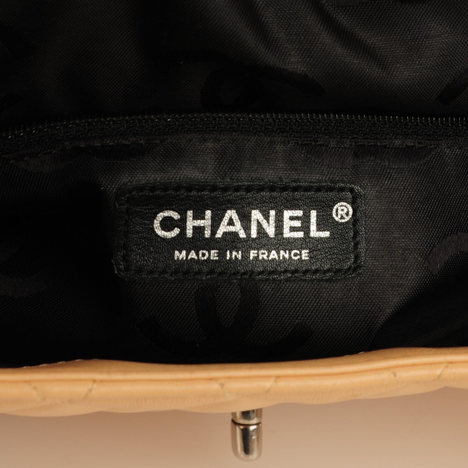 Chanel Calfskin Quilted Large Cambon Flap Beige Black 7 of 21