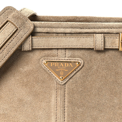 Prada Scamosciato Triangle Small Bonnie Shoulder Bag Deserto 7 of 9
