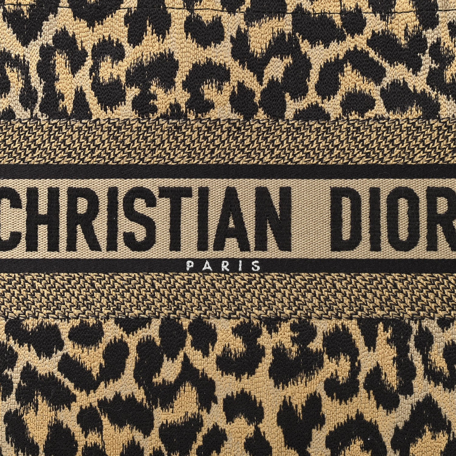 Christian Dior Canvas Mizza Embroidered Medium Leopard Book Tote Beige 8 of 14