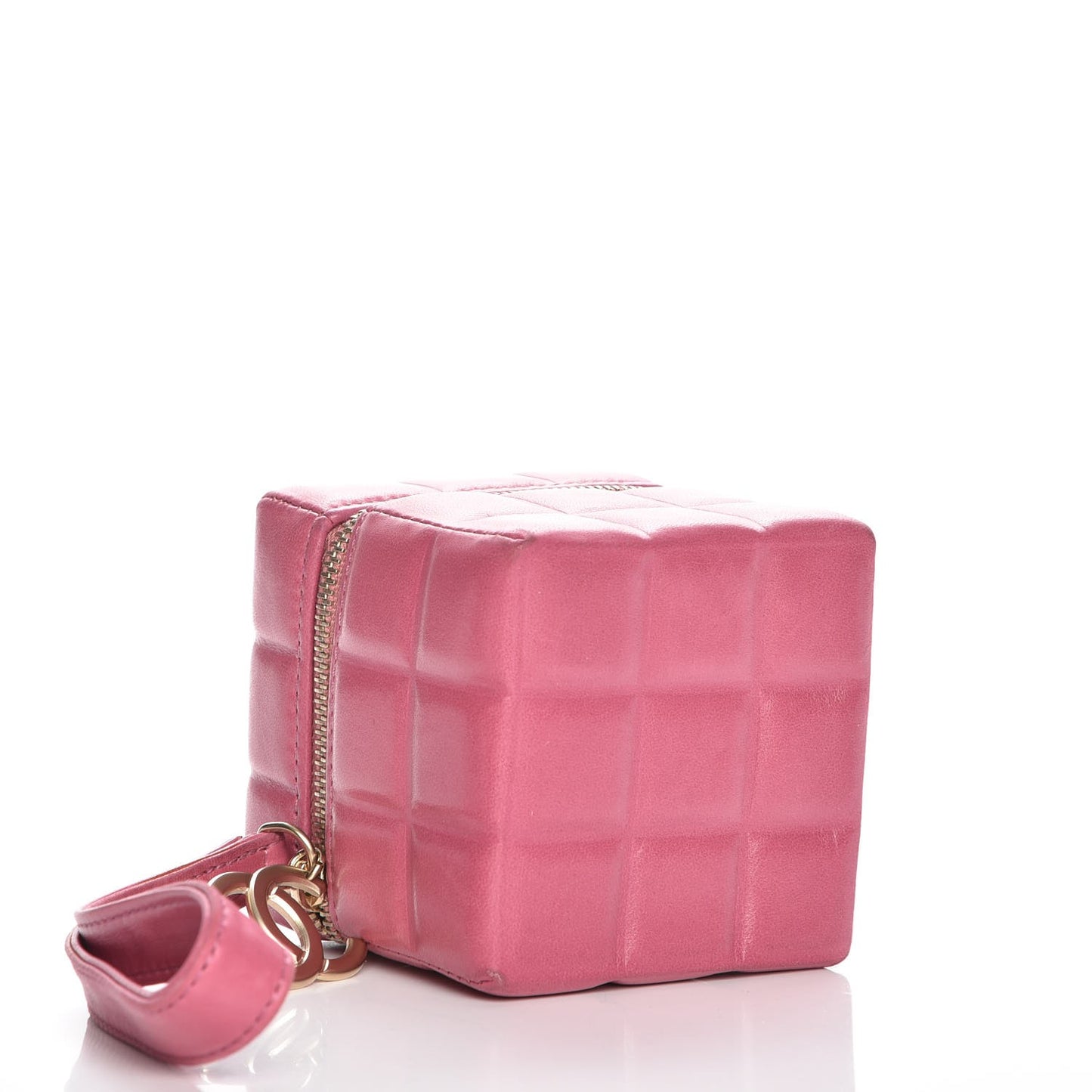 Lambskin Rubiks Cube Wristlet Pink