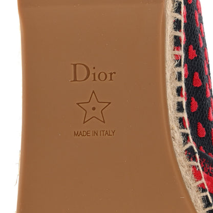 Christian Dior Cotton Embroidered Hearts Granville Espadrille 38 Blue Red 6 of 9