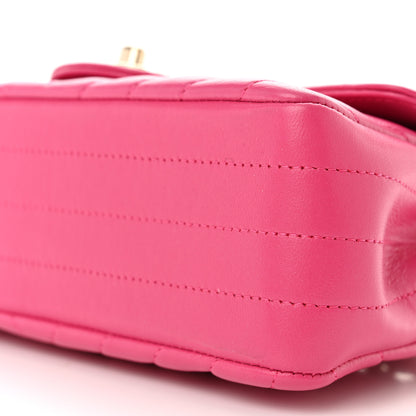 Chanel Lambskin Chevron Quilted Mini Rectangular Flap Fuchsia 10 of 11