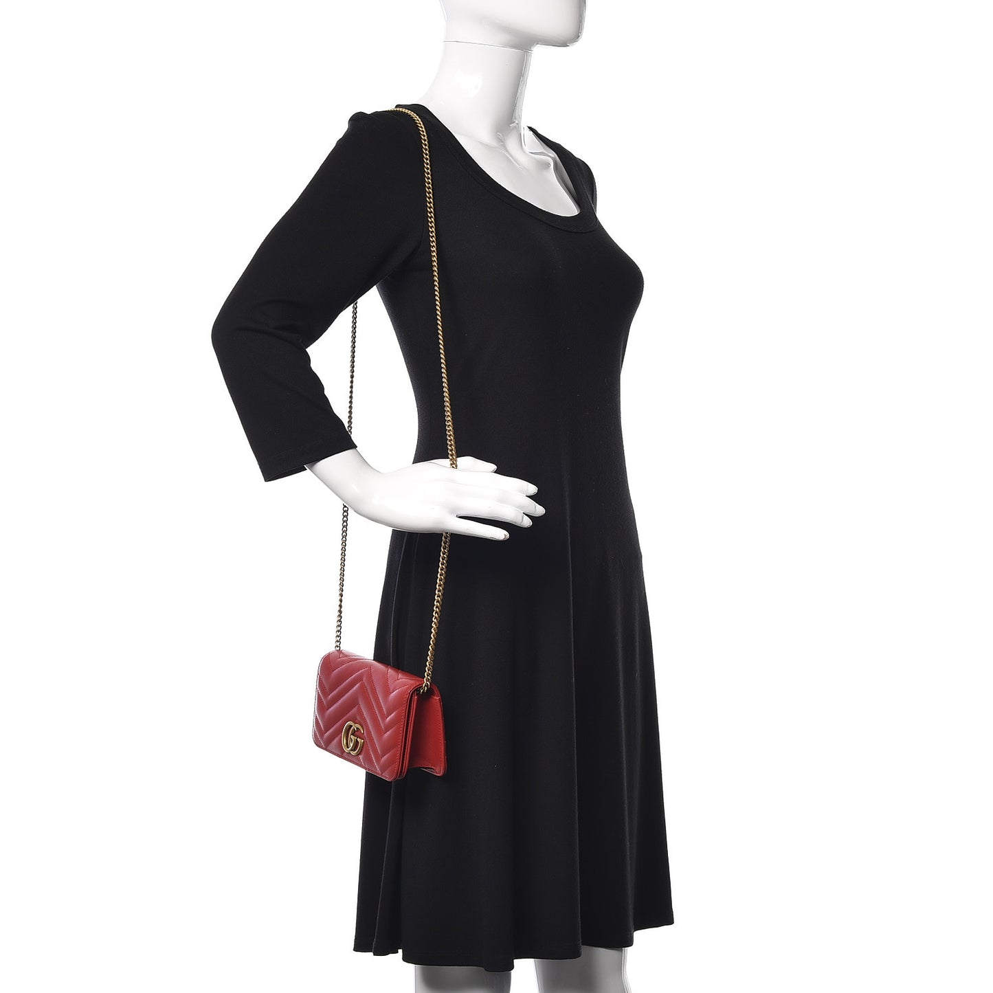 Calfskin Matelasse GG Marmont Mini Bag Hibiscus Red