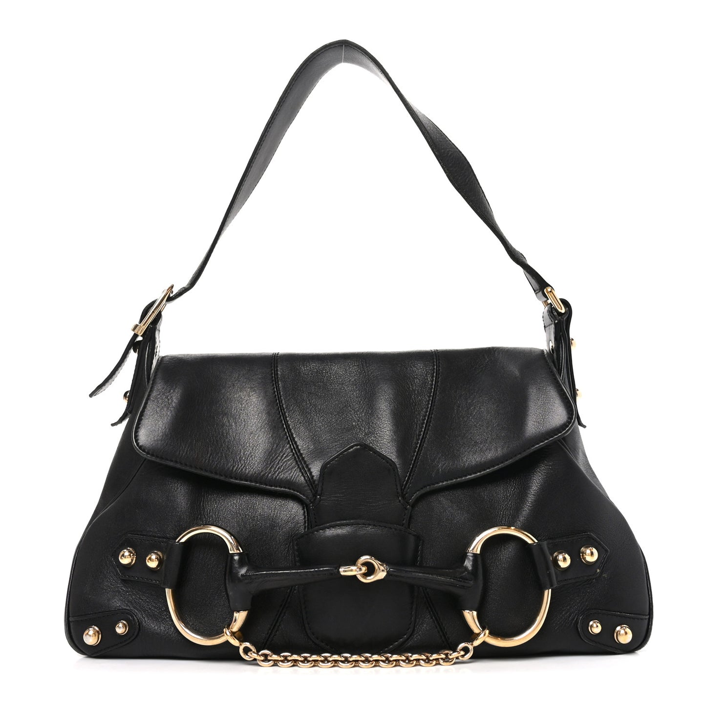 Calfskin Horsebit Flap Black