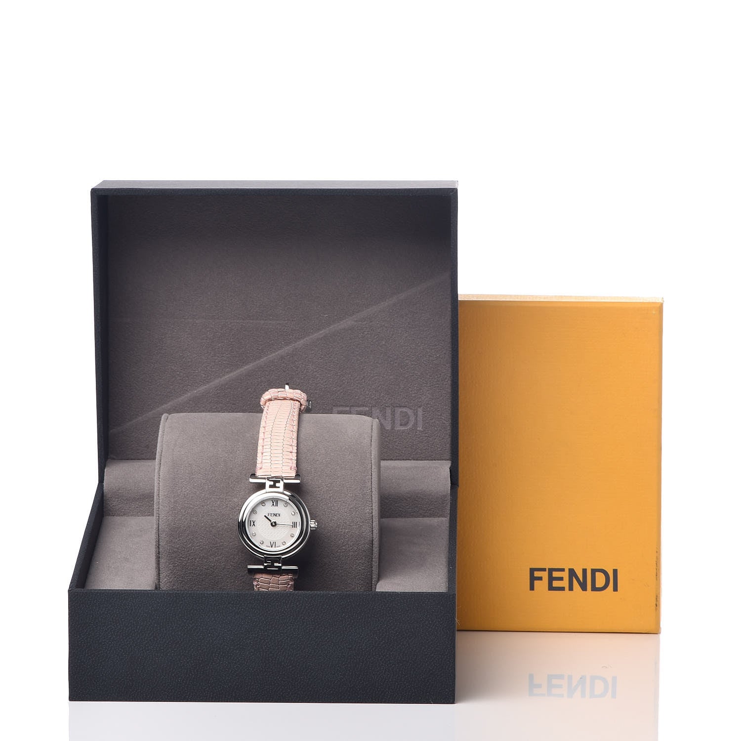 Fendi Stainless Steel Calfskin Diamond Pink Mother of Pearl 23mm Moda Quartz Watch 8 of 8