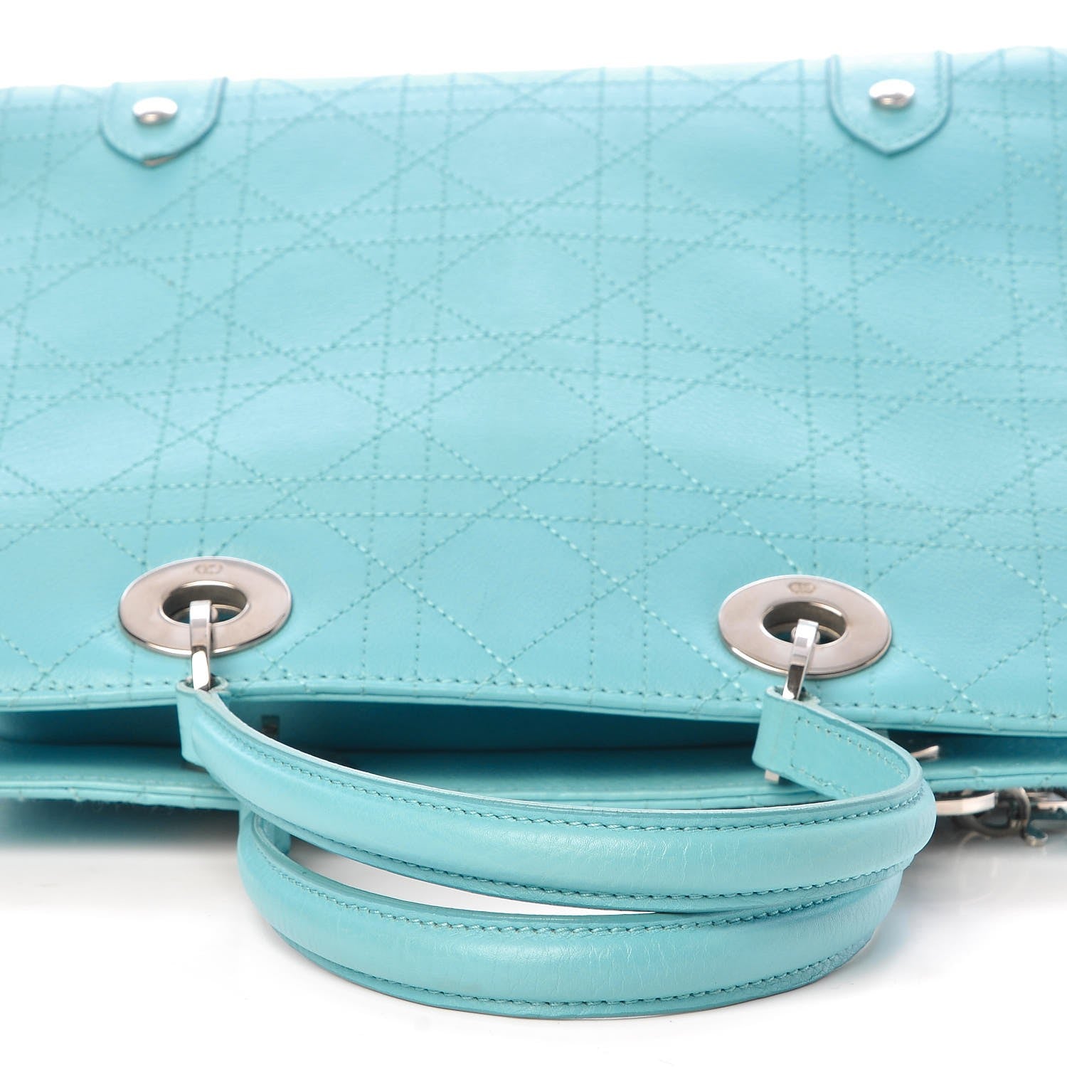 Christian Dior Calfskin Cannage Tote Turquoise 8 of 17