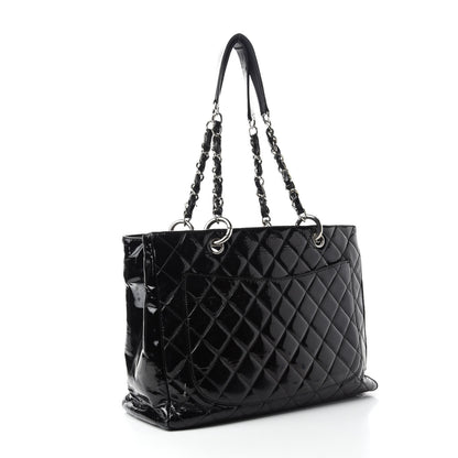 Chanel Patent Quilted Grand Shopping Tote GST Black 3 of 16