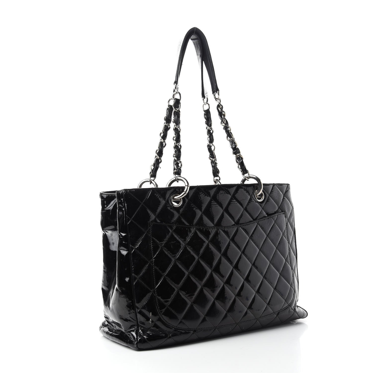 Chanel Patent Quilted Grand Shopping Tote GST Black 3 of 16