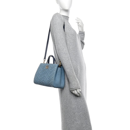 Gucci Denim Matelasse Small Pearly GG Marmont Tote Blue 2 of 11