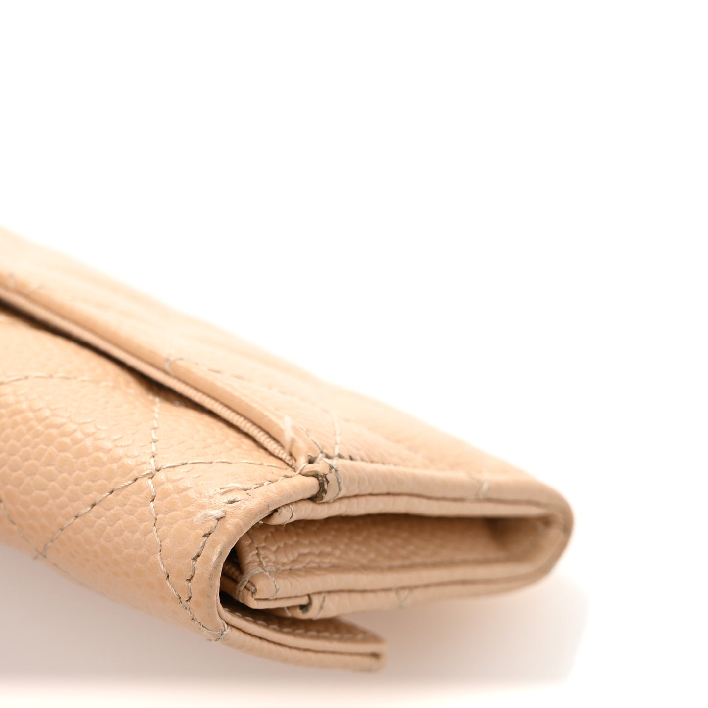 Caviar Quilted Card Holder Wallet Beige
