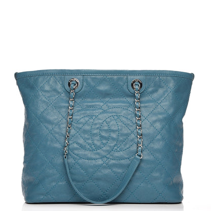Chanel Grained Calfskin Quilted Small Daily Shopping Tote Turquoise 1 of 7