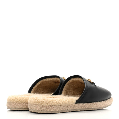 Gucci Nappa Wool Womens Fria Slippers 38 Black Butterscotch 4 of 9