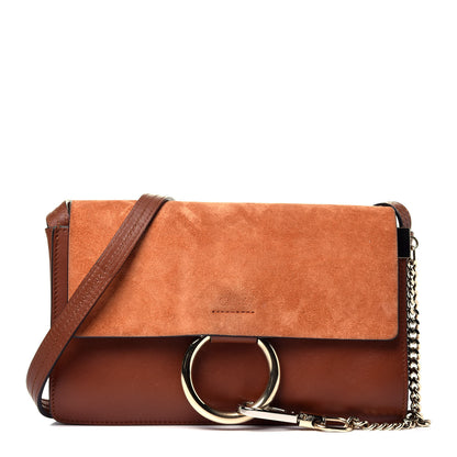 Chloe Suede Calfskin Small Faye Shoulder Bag Tobacco 1 of 9