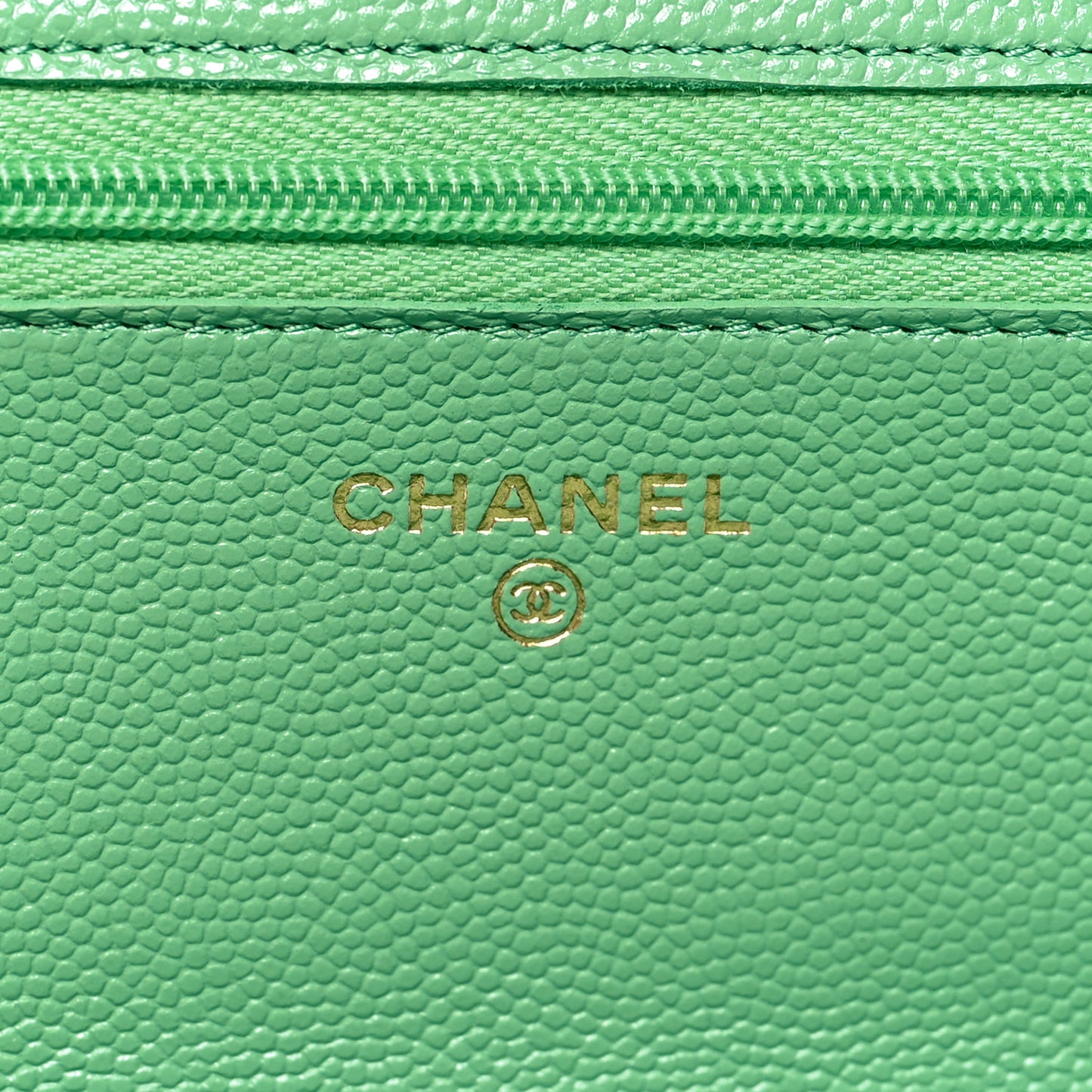 Caviar Quilted Wallet on Chain WOC Light Green