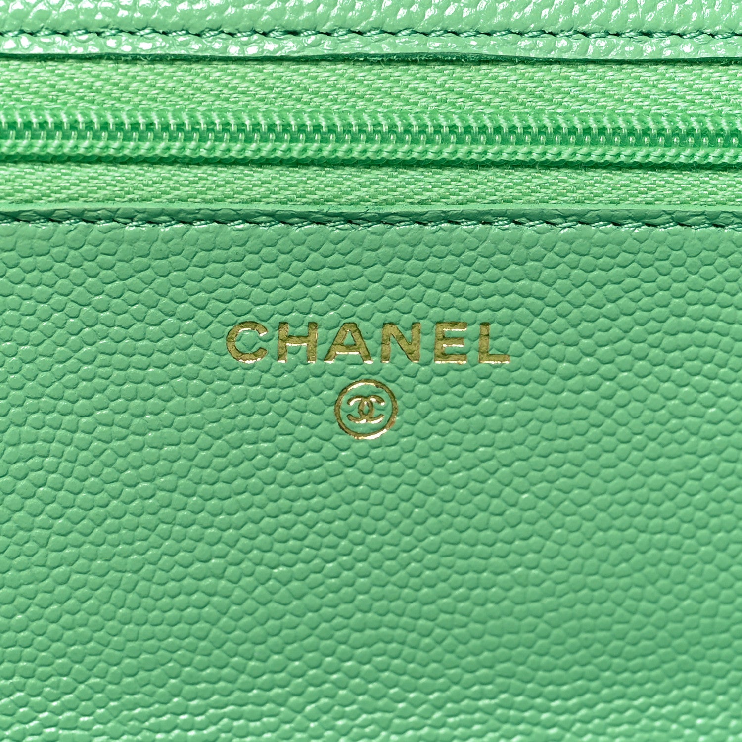 Chanel Caviar Quilted Wallet on Chain WOC Light Green 6 of 12