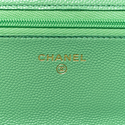 Chanel Caviar Quilted Wallet on Chain WOC Light Green 6 of 12
