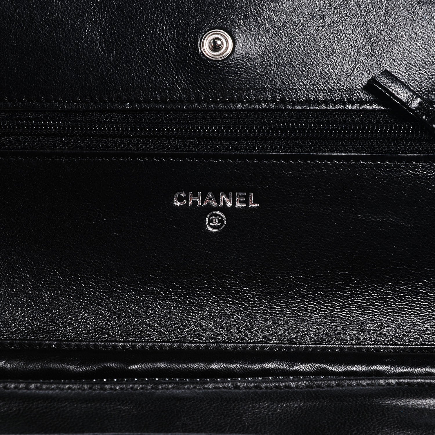 Chanel Lambskin Camellia Wallet on Chain WOC Black 6 of 8