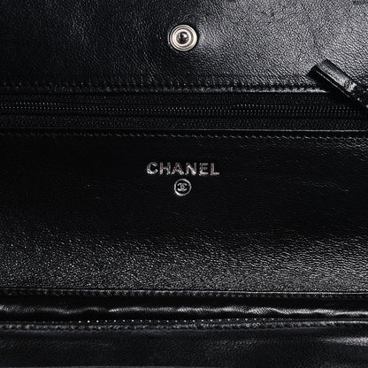 Chanel Lambskin Camellia Wallet on Chain WOC Black 6 of 8