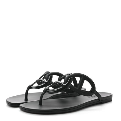 Hermes Rubber Womens Egerie Sandals 37 Black 3 of 7