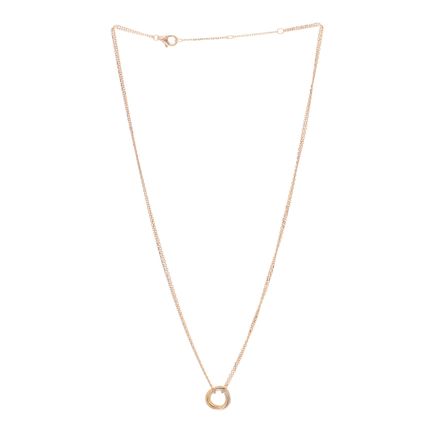 Cartier 18K Pink Yellow White Gold Trinity Double Chain Pendant Necklace 3 of 5