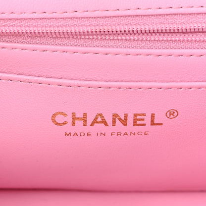 Chanel Lambskin Quilted Bi-Color Mini Top Handle Rectangular Flap Black Lilac 6 of 11