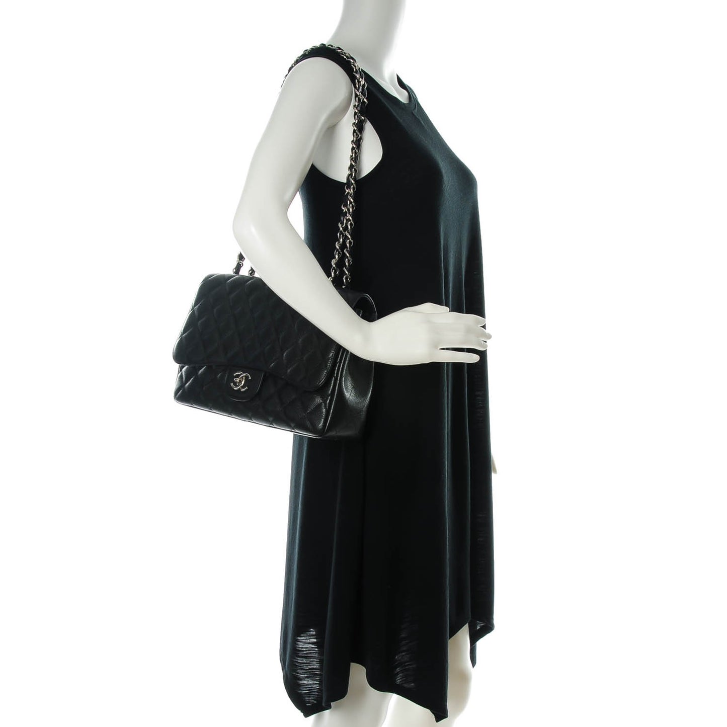 Caviar Quilted Jumbo Single Flap Black