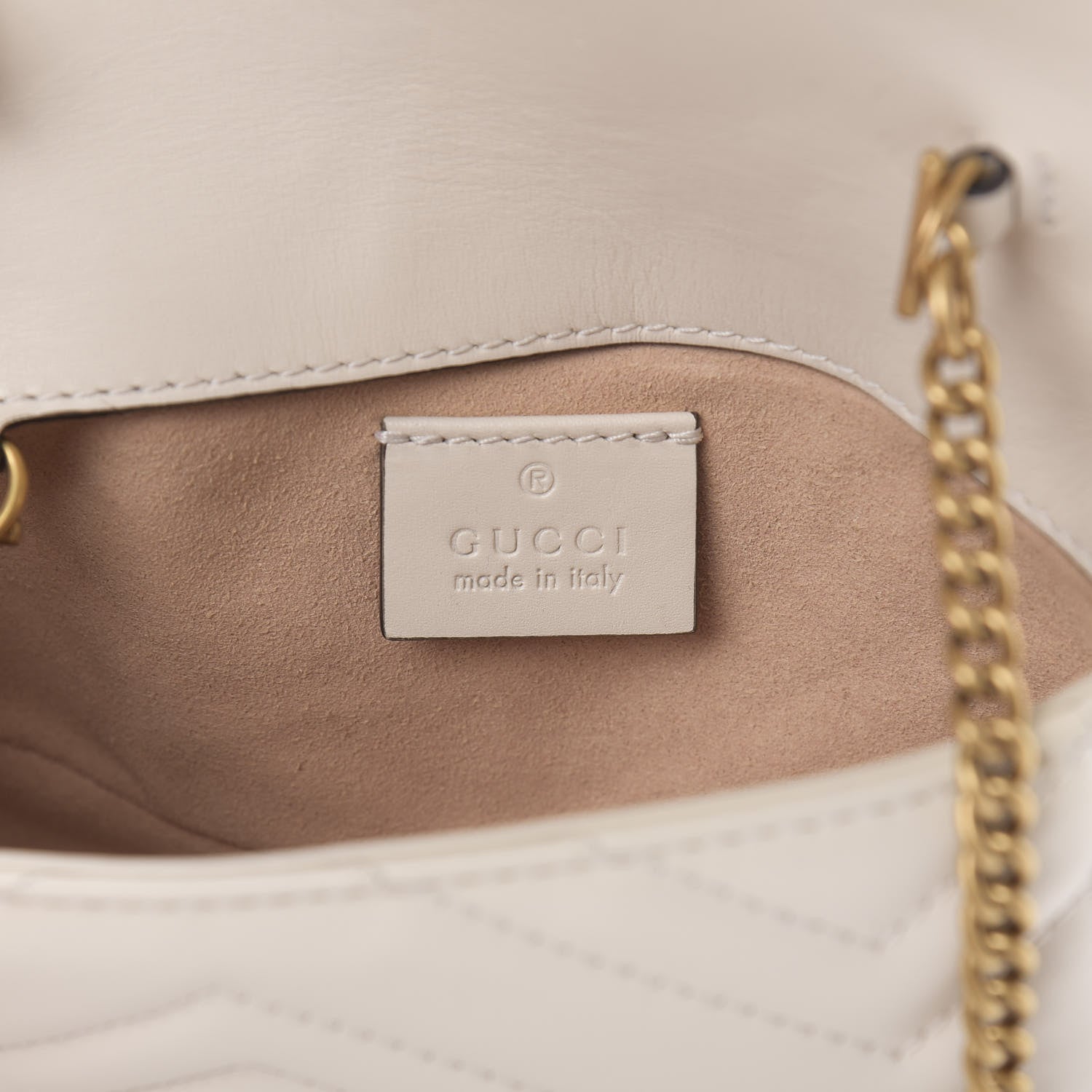 Gucci Calfskin Matelasse Super Mini GG Marmont Shoulder Bag White 6 of 12