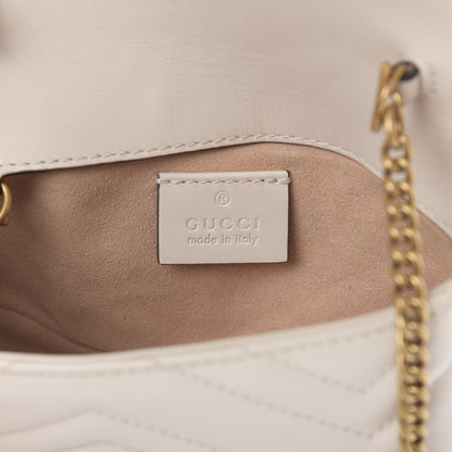 Gucci Calfskin Matelasse Super Mini GG Marmont Shoulder Bag White 6 of 12