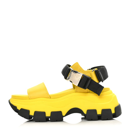 Prada Brushed Calfskin Monolith Pegasus Thunder Sandals 38 Yellow Black 1 of 7