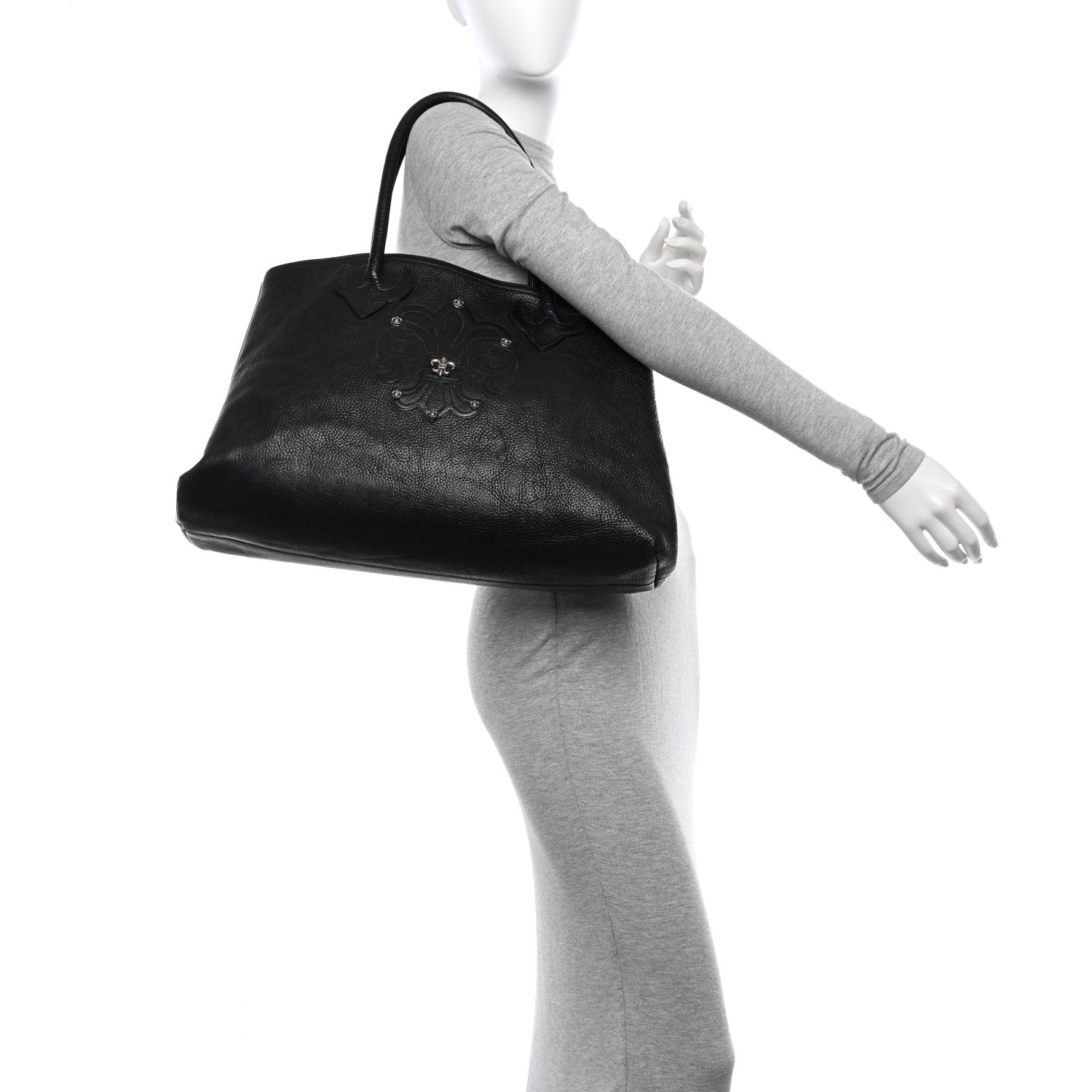 Chrome Hearts Grained Calfskin Fleur De Lis Tote Black 2 of 10