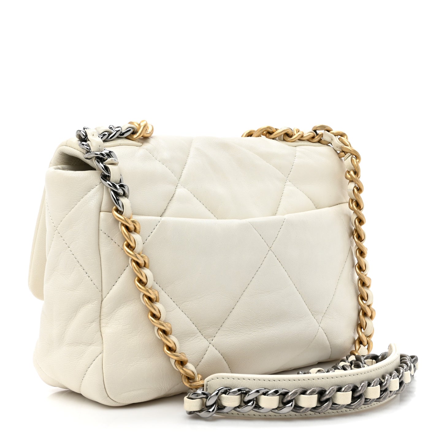 Lambskin Quilted Medium Chanel 19 Flap White