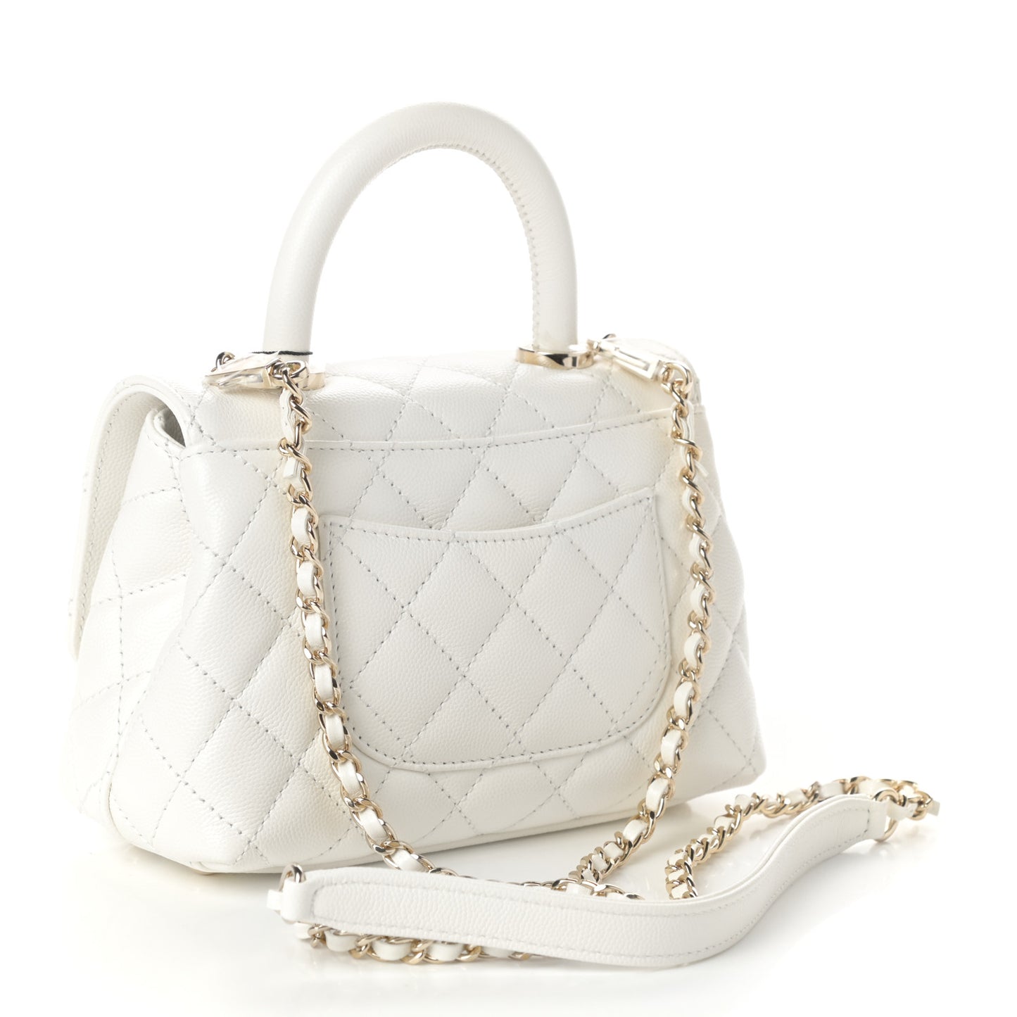 Caviar Quilted Extra Mini Coco Handle Flap White