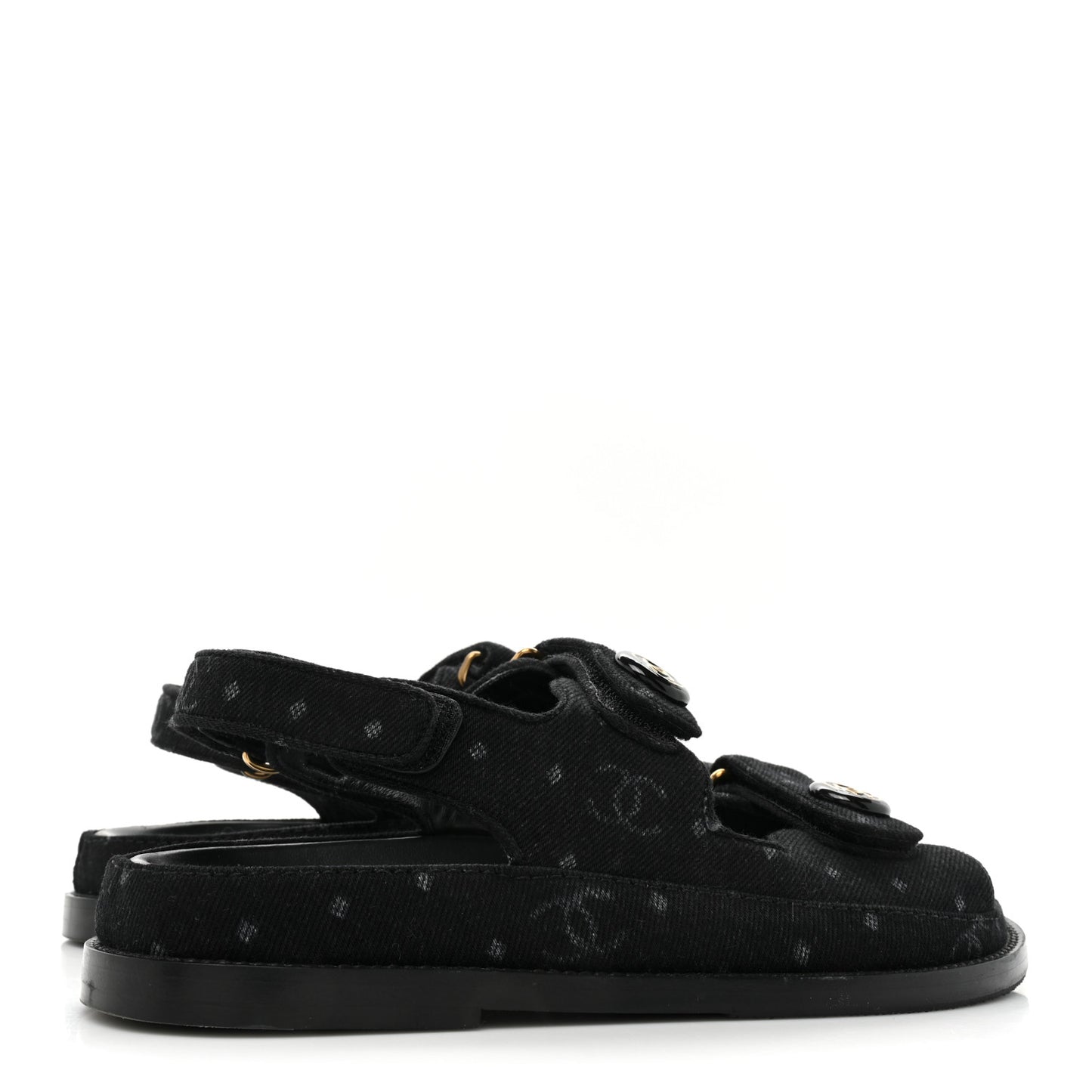 Denim Printed Dad Sandals 36.5 Black